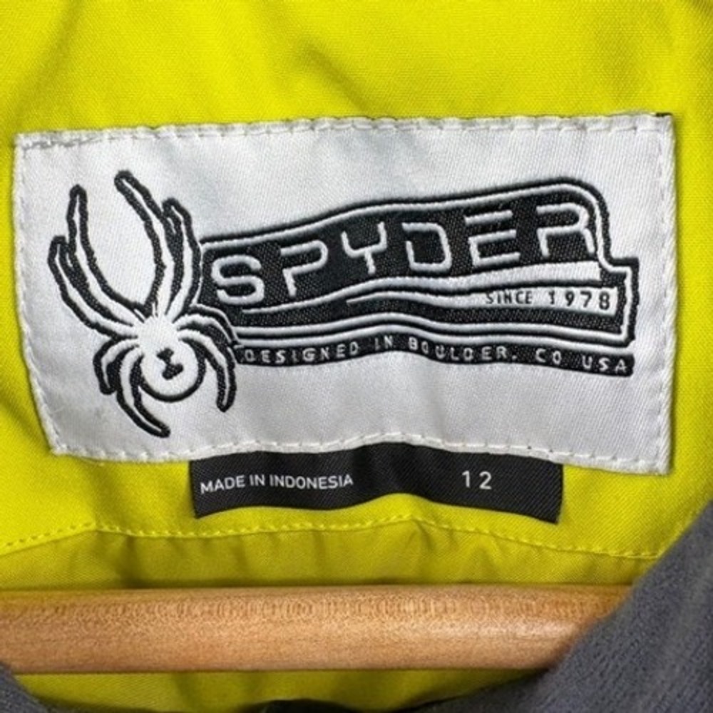 Spyder Boys Challenger Insulated Ski Jacket‎ 12 Black/Yellow/Blue Hooded Coat - Picture 4 of 11